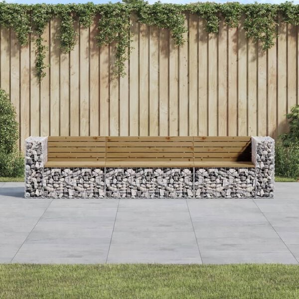 vidaXL Garden Bench Gabion Design 287x71x65.5 cm Impregnated Wood Pine