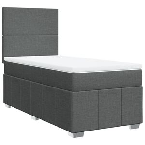 vidaXL Box Spring Bed with Mattress Dark Grey King Single Fabric