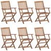vidaXL Folding Garden Chairs 6 pcs with Cushions Solid Acacia Wood