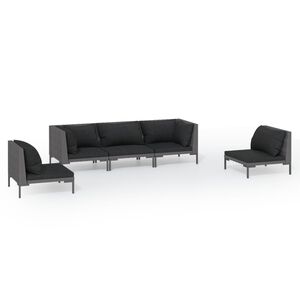 vidaXL 5 Piece Garden Lounge Set with Cushions Poly Rattan Dark Grey