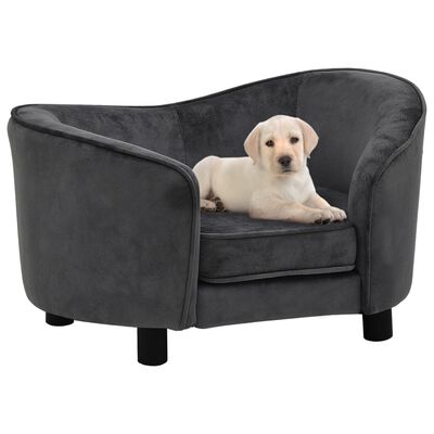 vidaXL Dog Sofa Dark Grey 69x49x40 cm Plush