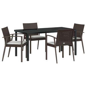 vidaXL Garden Dining Set 5 pcs Brown and Black PE Rattan