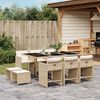 vidaXL 11 Piece Garden Dining Set with Cushions Beige Poly Rattan