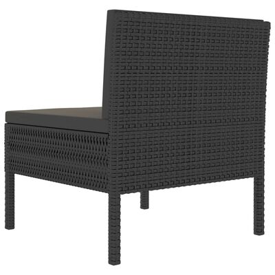 vidaXL Garden Chairs 3 pcs with Cushions Poly Rattan Black