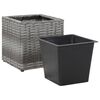 vidaXL Garden Raised Beds 3 pcs Poly Rattan Grey