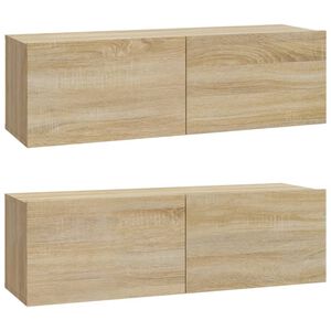 vidaXL Wall TV Cabinets 2 pcs Sonoma Oak 100x30x30 cm Engineered Wood