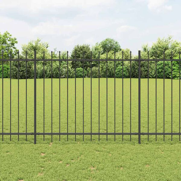 vidaXL Garden Fence with Spear Top Steel 1070x150 cm Black