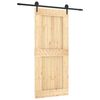 vidaXL Sliding Door Natural and Black 90 x 210 cm Solid Pine Wood
