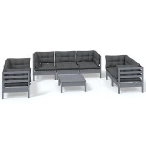 vidaXL 8 Piece Garden Lounge Set with Cushions Solid Pinewood