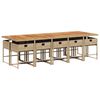vidaXL 11 Piece Garden Dining Set with Cushions Beige Poly Rattan