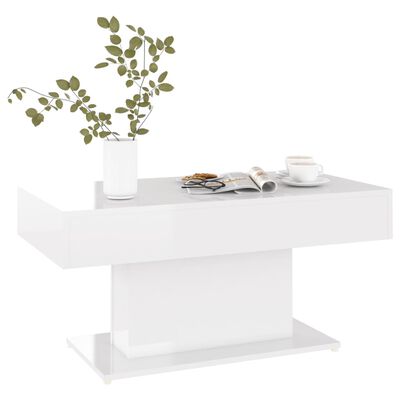 vidaXL Coffee Table High Gloss White 96x50x45 cm Engineered Wood