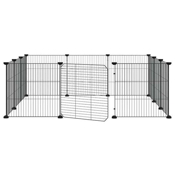 vidaXL 12-Panel Pet Cage with Door Black 35x35 cm Steel