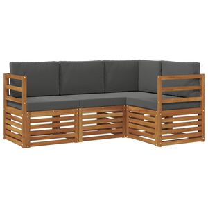 vidaXL Sofa Sets 4 pcs Natural and Anthracite Solid Acacia Wood