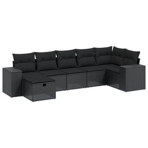 vidaXL 8 Piece Garden Sofa Set with Cushions Black Poly Rattan