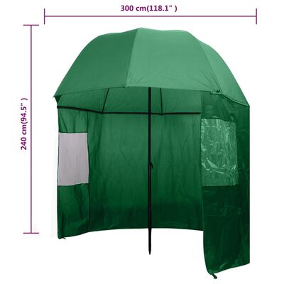 vidaXL Fishing Umbrella Green 300x240 cm