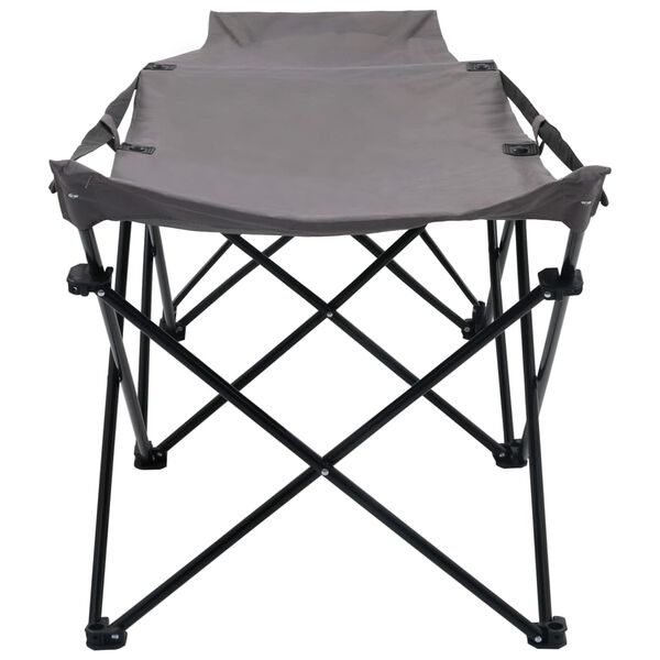 vidaXL Folding Sun Lounger Grey Steel
