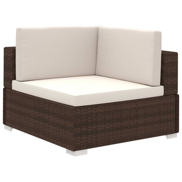 vidaXL 8 Piece Garden Lounge Set with Cushions Poly Rattan Brown