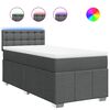 vidaXL Box Spring Bed with Mattress Dark Grey King Single Fabric