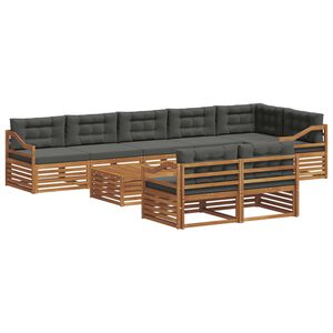 vidaXL Outdoor Sofa Set with Cushion 9 pcs Natural and Anthracite