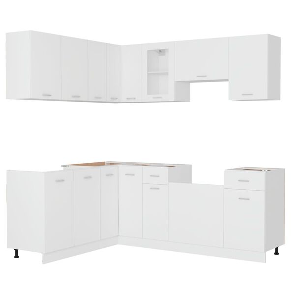 vidaXL 11 Piece Kitchen Cabinet Set Lyon White Engineered Wood