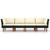 vidaXL 4-Seater Garden Sofa with Cushions Black Poly Rattan