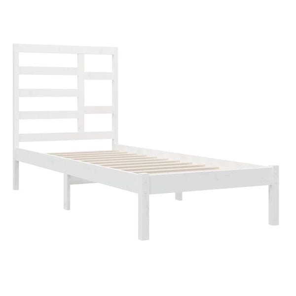 vidaXL Bed Frame without Mattress White Solid Wood 90x190 cm Single Single