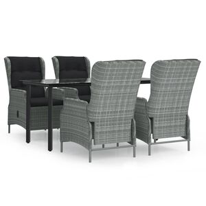 vidaXL 5 Piece Garden Dining Set Light Grey Poly Rattan