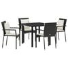 vidaXL Garden Dining Set 5 pcs Black Poly Rattan