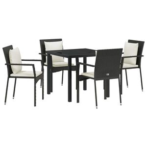 vidaXL Garden Dining Set 5 pcs Black Poly Rattan