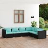 vidaXL 6 Piece Garden Lounge Set with Cushions Poly Rattan Black