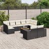 vidaXL 10 Piece Garden Sofa Set with Cushions Black Poly Rattan
