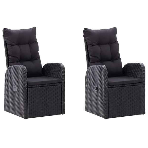 vidaXL 5 Piece Garden Dining Set with Cushions Poly Rattan Black