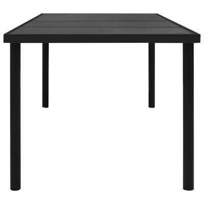vidaXL Garden Table with Glass Tabletop Black 150x90x74 cm Steel