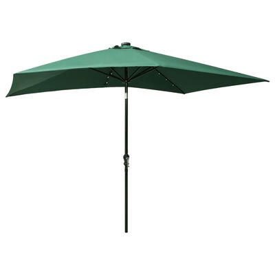 vidaXL Parasol with LEDs and Steel Pole Green 2x3 m
