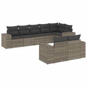 vidaXL 8 Piece Garden Sofa Set with Cushions Grey Poly Rattan