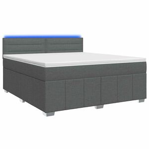 vidaXL Box Spring Bed with Mattress and LED Dark Grey 140 x 190 cm