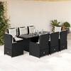 vidaXL 9 Piece Garden Dining Set with Cushions Black Poly Rattan