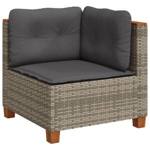vidaXL Garden Sofa Corner with Cushions Grey Poly Rattan
