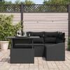 vidaXL Garden Sofa Set with Cushion 5 pcs Black Poly Rattan