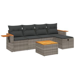 vidaXL 5 Piece Garden Sofa Set with Cushions Grey Poly Rattan