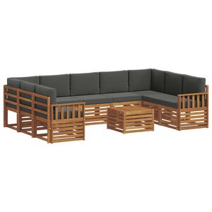vidaXL Outdoor Sofa Set 10 pcs Natural and Anthracite
