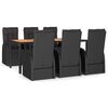 vidaXL 7 Piece Garden Dining Set with Cushions Black Poly Rattan