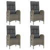 vidaXL 5 Piece Garden Dining Set with Cushions Black and Grey Poly Rattan