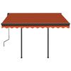 vidaXL Manual Retractable Awning with LED 3x2.5 m Orange and Brown