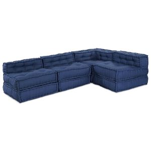 vidaXL Modular Sofa Unit Fabric Indigo 210 x 140 x 56 cm