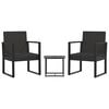 vidaXL 3 Piece Garden Lounge Set with Cushions Black Poly Rattan