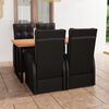 vidaXL 5 Piece Garden Dining Set with Cushions Poly Rattan Black