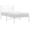 vidaXL Metal Bed Frame without Mattress with Headboard White 107x203cm