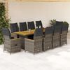 vidaXL 11 Piece Garden Bistro Set with Cushions Grey Poly Rattan