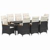 vidaXL Garden Dining Set 9 pcs Black Poly Rattan